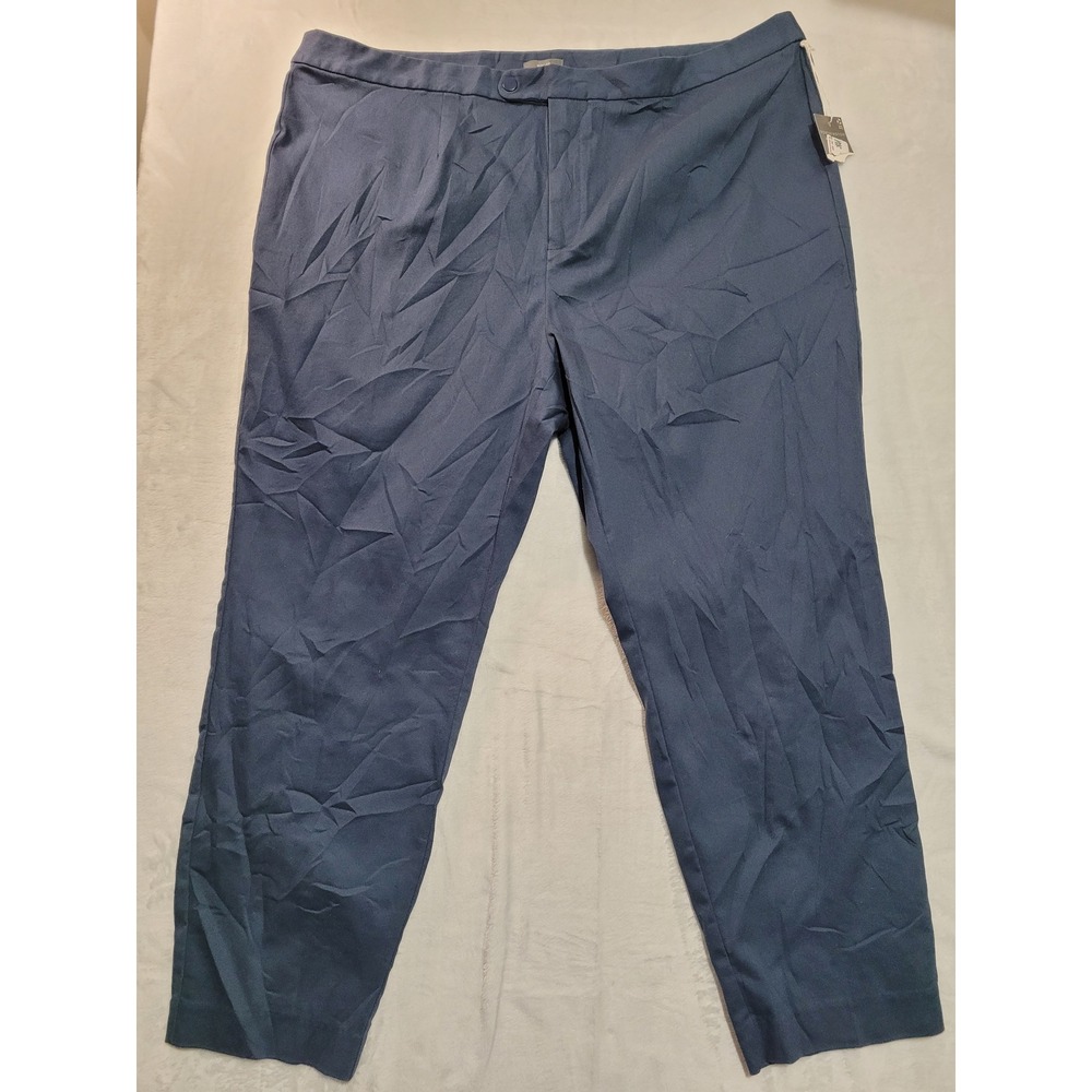 NWT Worthington Slim Leg Trousers Women 20W Navy High-Rise Stretch Dress Pants